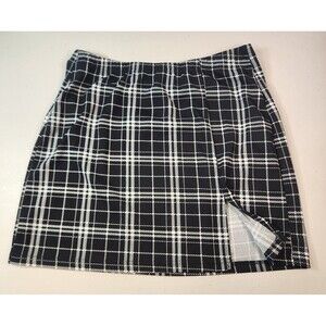 Black White Plaid Miniskirt Women's Size 2XL